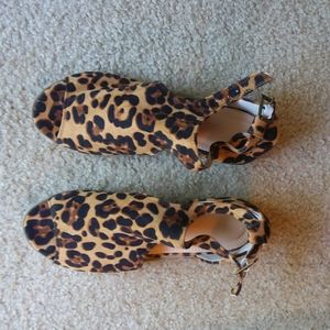 Leopard Print Suede Sandals NWOT